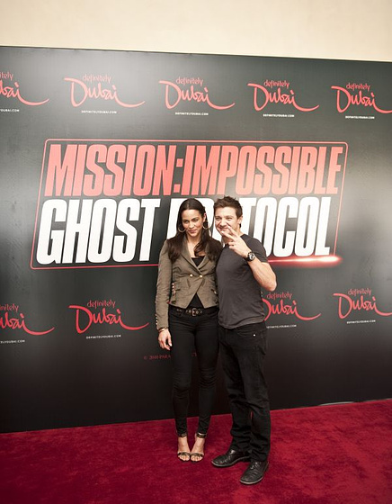 Tom Cruise y Paula Patton en Misión: Imposible. Protocolo fantasma (Presentación en Dubai. Octubre 2010)