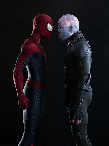 Jamie Foxx y Andrew Garfield en The Amazing Spider-Man 2: El Poder de Electro