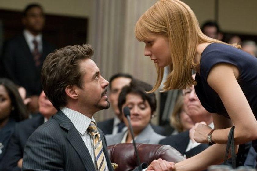 Gwyneth Paltrow y Robert Downey Jr. en Iron Man 2
