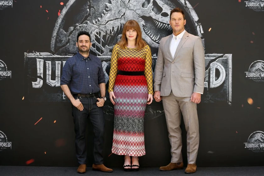 Bryce Dallas Howard, J.A. Bayona y Chris Pratt en jurassic-world-el-reino-caido (Premiere en Madrid. Mayo 2018)