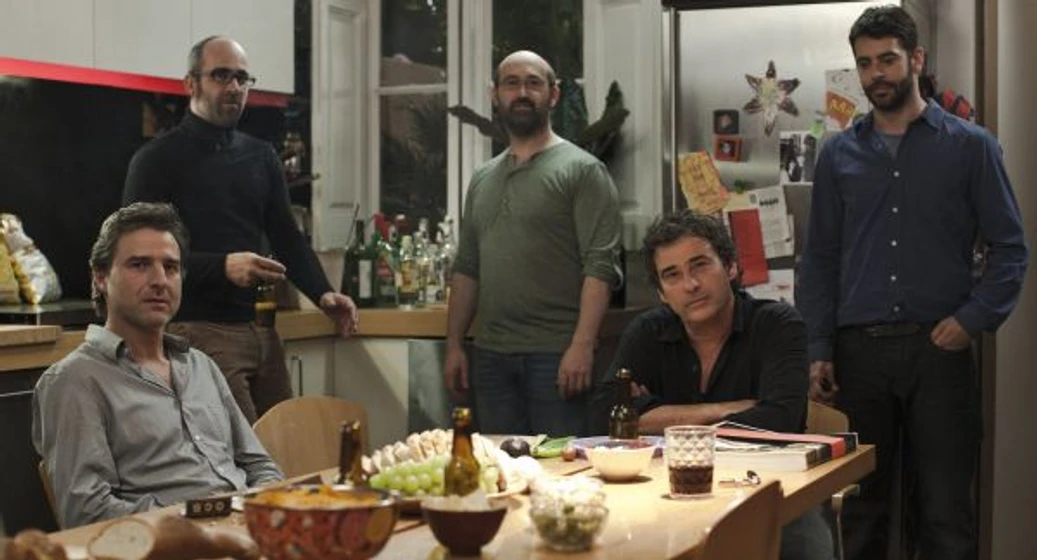 Eduardo Noriega [II], Alberto San Juan, Javier Cámara, Luis Tosar y Eduard Fernández en una-pistola-en-cada-mano