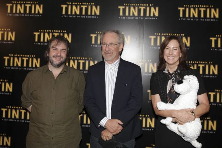 Peter Jackson y Steven Spielberg en las-aventuras-de-tintin-el-secreto-del-unicornio (Premiere en Paris. Julio 2011)