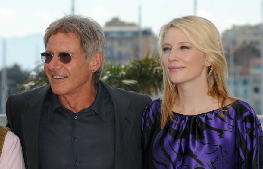 Harrison Ford [I] y Cate Blanchett en Indiana Jones y el Reino de la Calavera de Cristal (Photocall en Cannes. Mayo 2008)