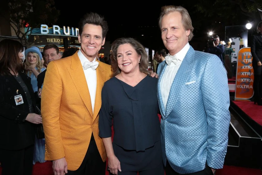 Jim Carrey, Jeff Daniels y Kathleen Turner en Dos tontos todavía más tontos (Premiere en Los Angeles. 2014)