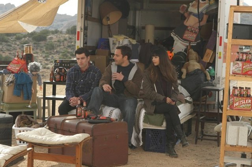 Zooey Deschanel y Max Greenfield en New Girl