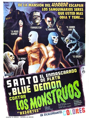 Poster de Santo y Blue Demon contra los monstruos