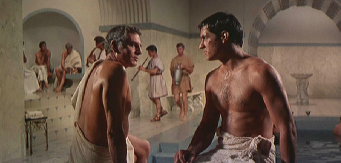 Laurence Olivier y John Gavin en Espartaco