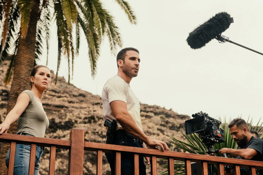 Miguel Ángel Silvestre y Katia Fellin en weiss-morales (Rodaje)