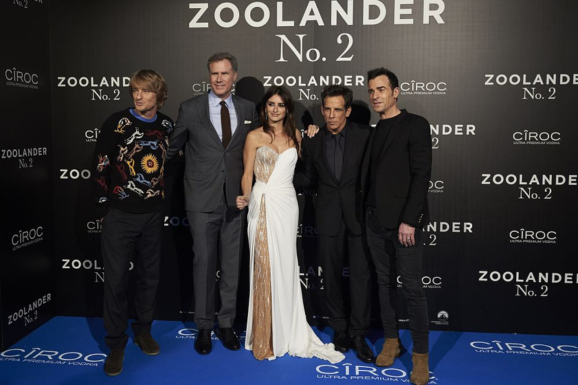 Penélope Cruz, Ben Stiller, Justin Theroux, Owen Wilson y Will Ferrell en Zoolander 2 (Premiere en Madrid. Febrero 2016)
