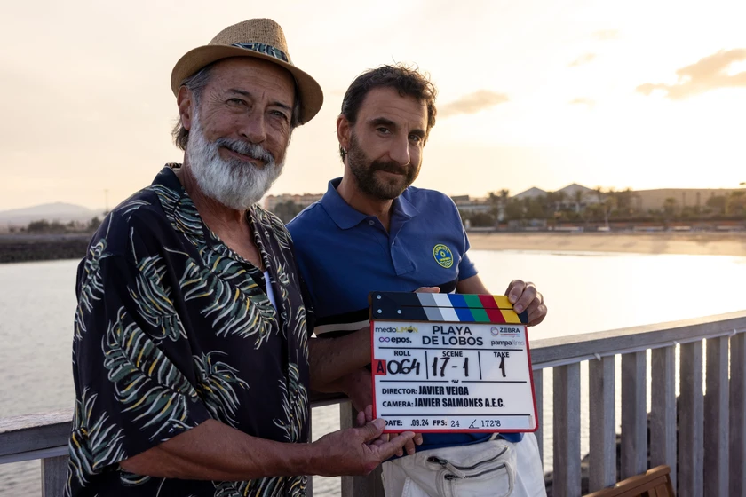 Guillermo Francella y Dani Rovira en playa-de-lobos (Rodaje)