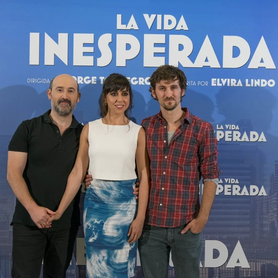 Javier Cámara, Raúl Arévalo y Carmen Ruiz [III] en la-vida-inesperada (Photocall en Madrid. Abril 2014)