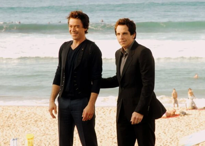 Ben Stiller y Robert Downey Jr. en tropic-thunder-una-guerra-muy-perra (Premiere en San Sebastián. Septiembre 2008)