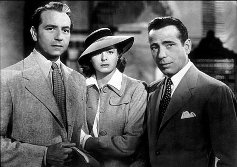Ingrid Bergman, Humphrey Bogart y Paul Henreid en Casablanca