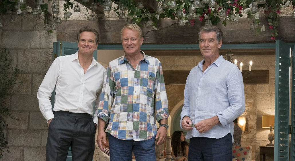 Pierce Brosnan, Colin Firth y Stellan Skarsgård en Mamma Mia! Una y otra vez
