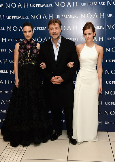 Jennifer Connelly, Russell Crowe y Emma Watson en Noé (Premiere en Londres. Marzo 2014)