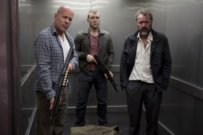 Bruce Willis, Sebastian Koch y Jai Courtney en La Jungla: Un buen día para morir