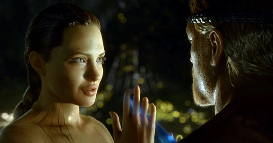 Angelina Jolie y Ray Winstone en beowulf-2007