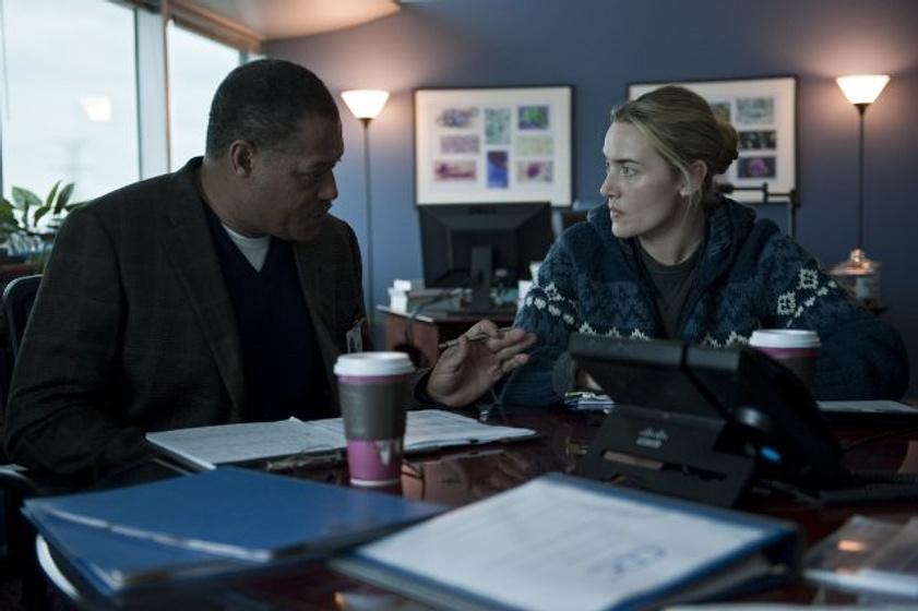 Laurence Fishburne y Kate Winslet en Contagio