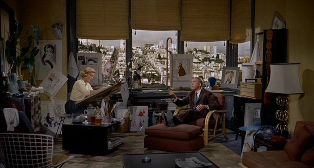 James Stewart y Barbara Bel Geddes en Vértigo (de Entre los Muertos)