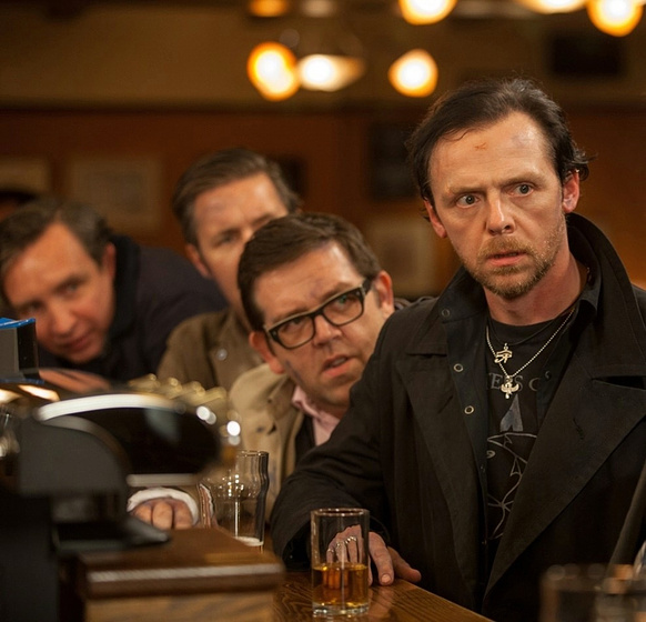 Paddy Considine, Simon Pegg, Nick Frost y Eddie Marsan en Bienvenidos al fin del mundo