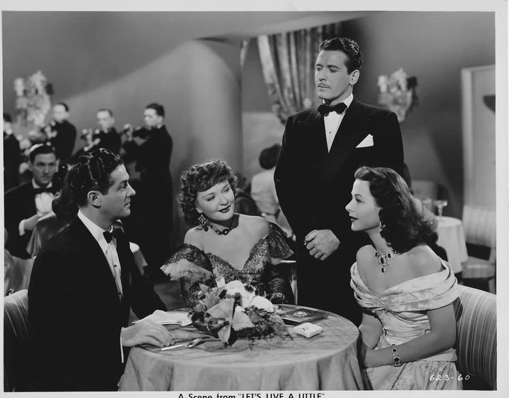 Robert Cummings, Hedy Lamarr, Robert Shayne y Anna Sten en vivamos-un-poco
