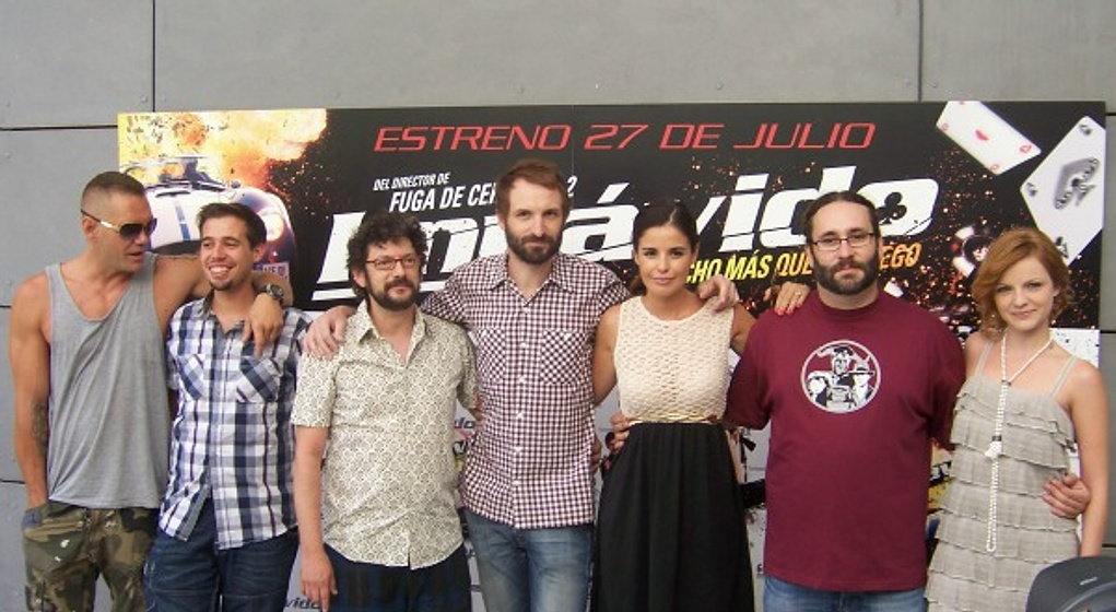 Julián Villagrán, Manolo Solo, Nacho Vidal, Carolina Bona, Marta Torné, Carlos Therón y Selu Nieto en Impávido (Photocall Madrid 24/07/2012)