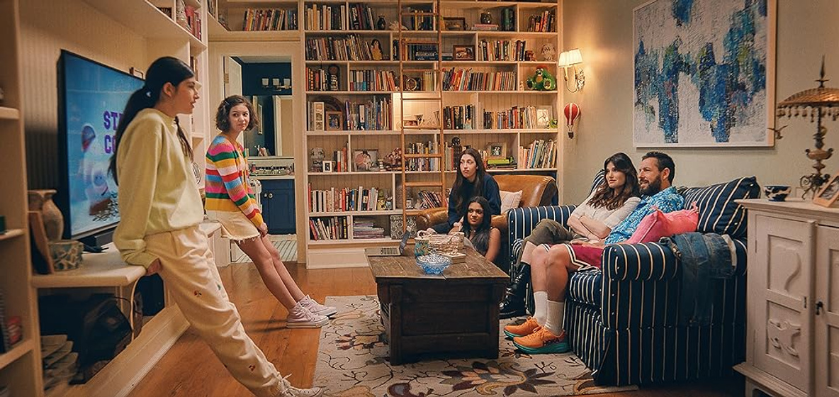 Adam Sandler, Idina Menzel, Sunny Sandler, Sadie Sandler, Samantha Lorraine y Zaara Kuttemperoor en ni-de-cona-estas-invitada-a-mi-bat-mitsva