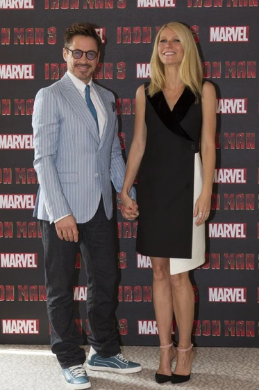 Gwyneth Paltrow y Robert Downey Jr. en iron-man-3 (Photocall en Londres. Abril 2013)
