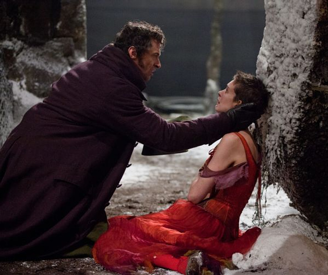 Hugh Jackman y Anne Hathaway en Los Miserables