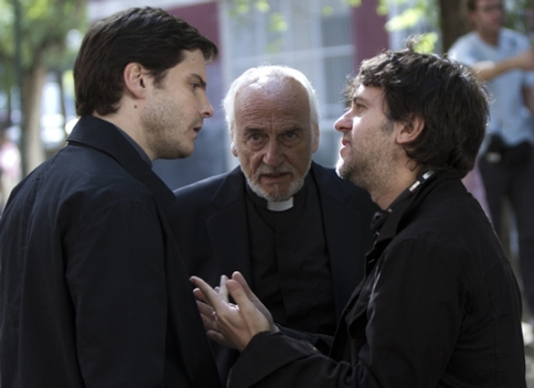 Héctor Alterio, Juan Carlos Fresnadillo y Daniel Brühl en Intruders