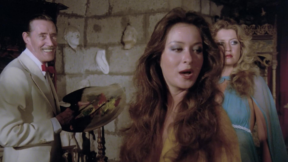 John Carradine, Karen Stride y Katie Dolan en Vampire Hookers