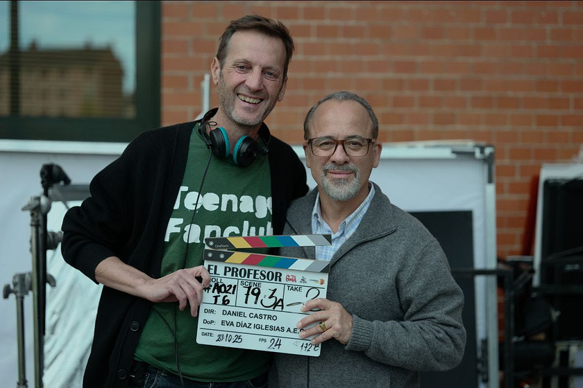Javier Gutiérrez y Daniel Castro en El Profesor (Rodaje)