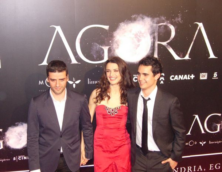 Rachel Weisz, Max Minghella y Oscar Isaac en Ágora (Photocall en Madrid. Octubre 2009)