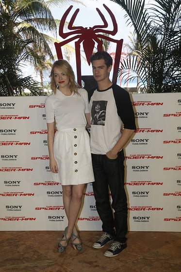 Andrew Garfield y Emma Stone en The Amazing Spider-Man (Photocall en Cancún. Abril 2012)