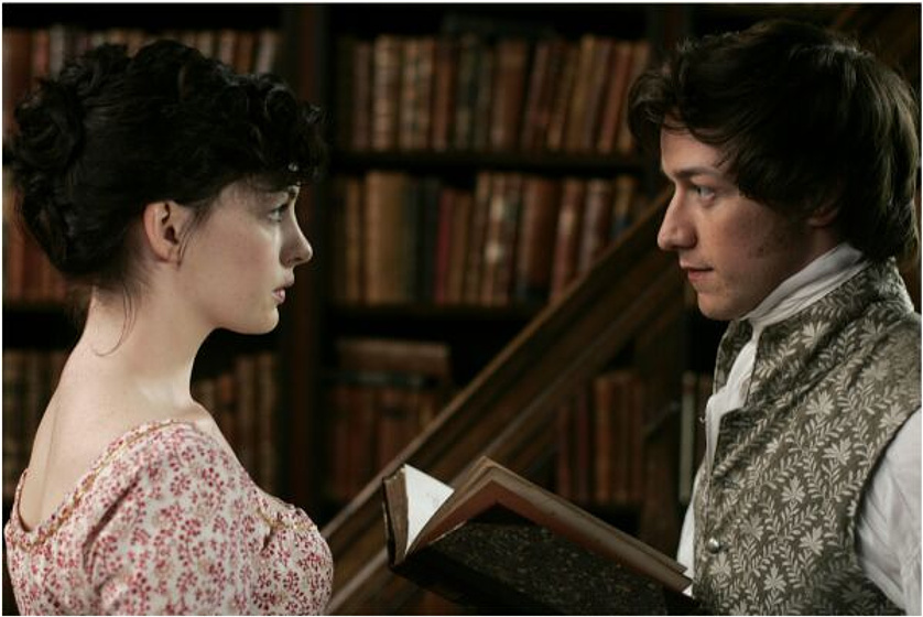 Anne Hathaway y James McAvoy en La Joven Jane Austen