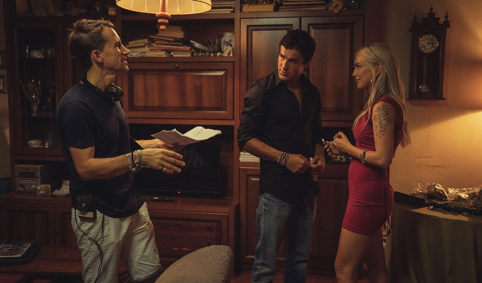 Mat Whitecross, Óscar Casas y Ana Mena en Ídolos (Rodaje)
