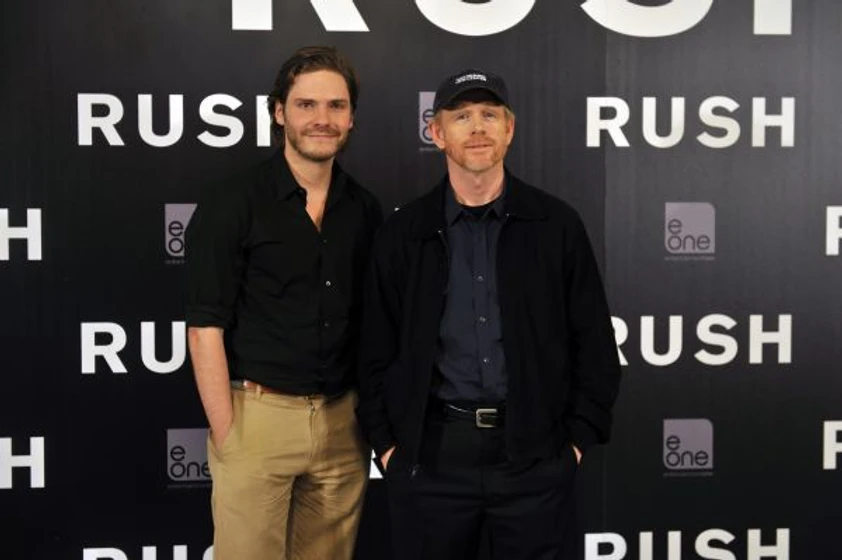 Ron Howard y Daniel Brühl en Rush (Photocall en Madrid. Agosto 2013)