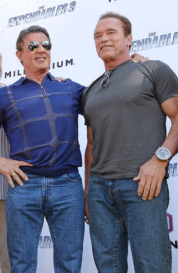 Arnold Schwarzenegger y Sylvester Stallone en Los Mercenarios 3 (Cannes 2014)