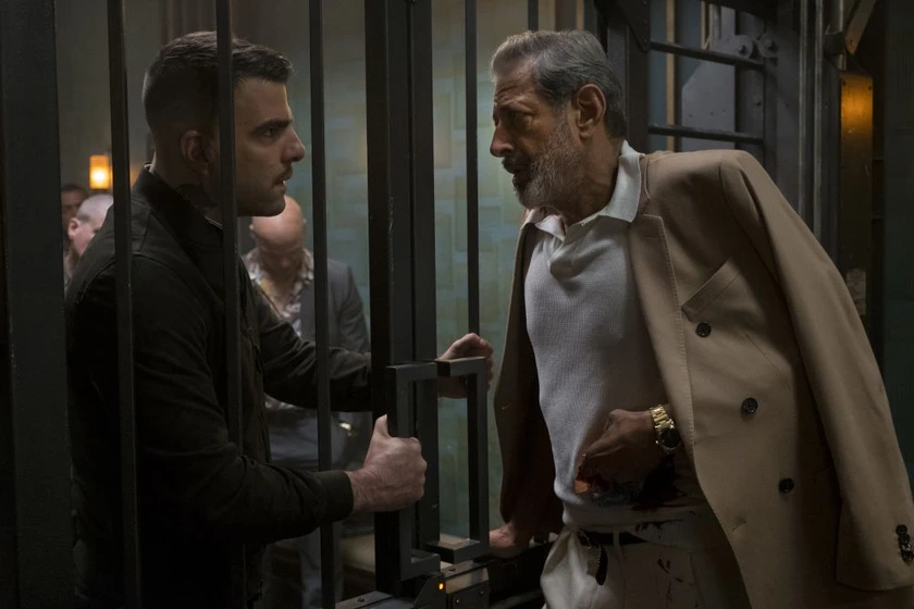 Jeff Goldblum y Zachary Quinto en hotel-artemis