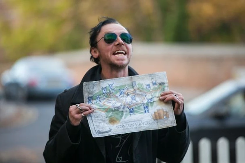 Simon Pegg en Bienvenidos al fin del mundo