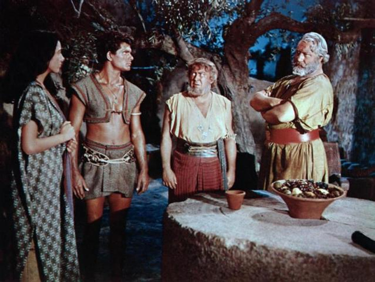 James Robertson Justice, Dewey Martin y Luisella Boni en Tierra de Faraones