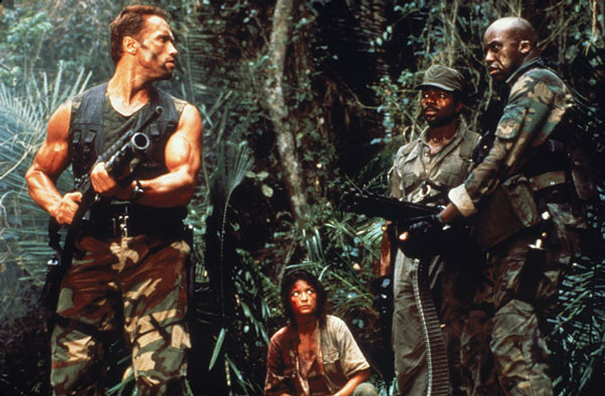 Arnold Schwarzenegger, Carl Weathers y Elpidia Carrillo en Depredador