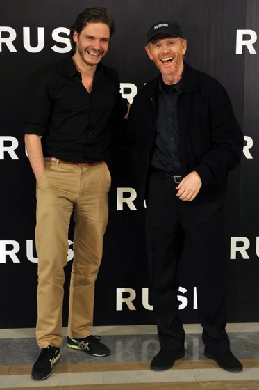 Ron Howard y Daniel Brühl en Rush (Photocall en Madrid. Agosto 2013)