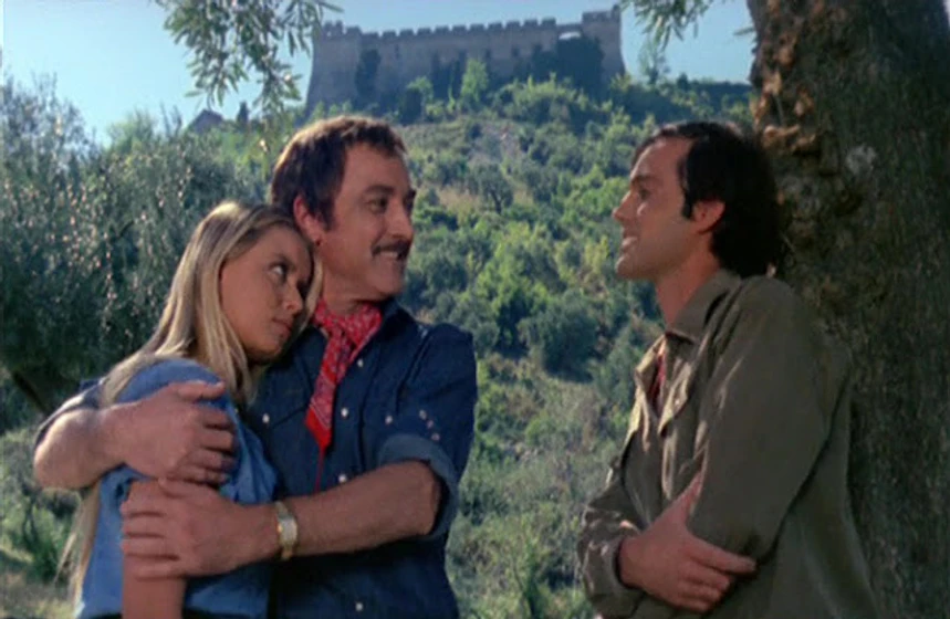 Paolo Carlini, Gianluigi Chirizzi y Gloria Guida en blue-jeans