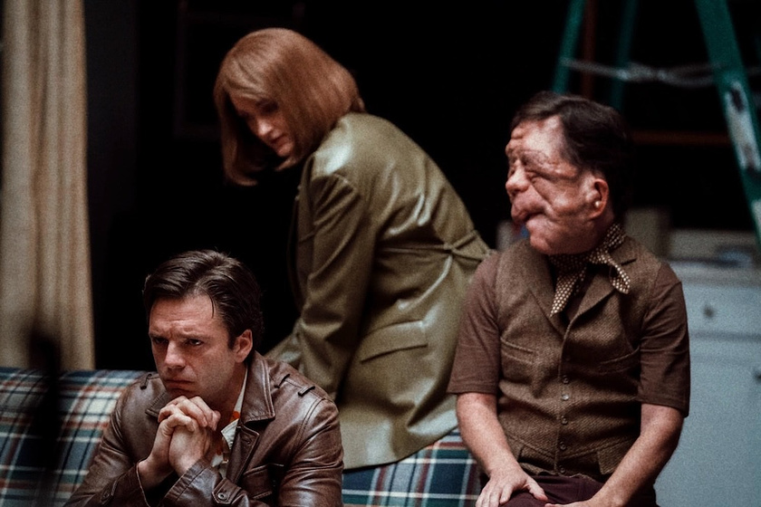 Sebastian Stan, Adam Pearson y Renate Reinsve en A Different Man