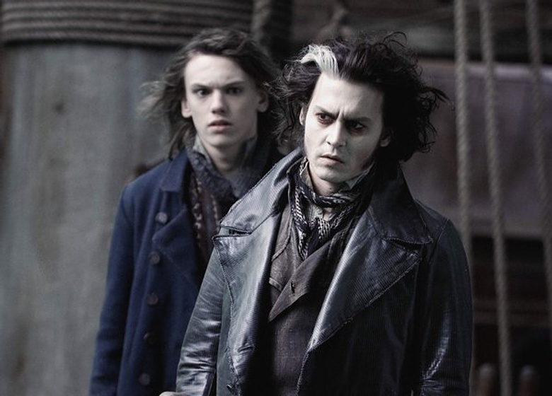 Johnny Depp y Jamie Campbell Bower en Sweeney Todd. El barbero diabólico de la calle Fleet