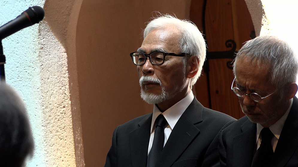 Hayao Miyazaki y Toshio Suzuki en Hayao Miyazaki and the Heron