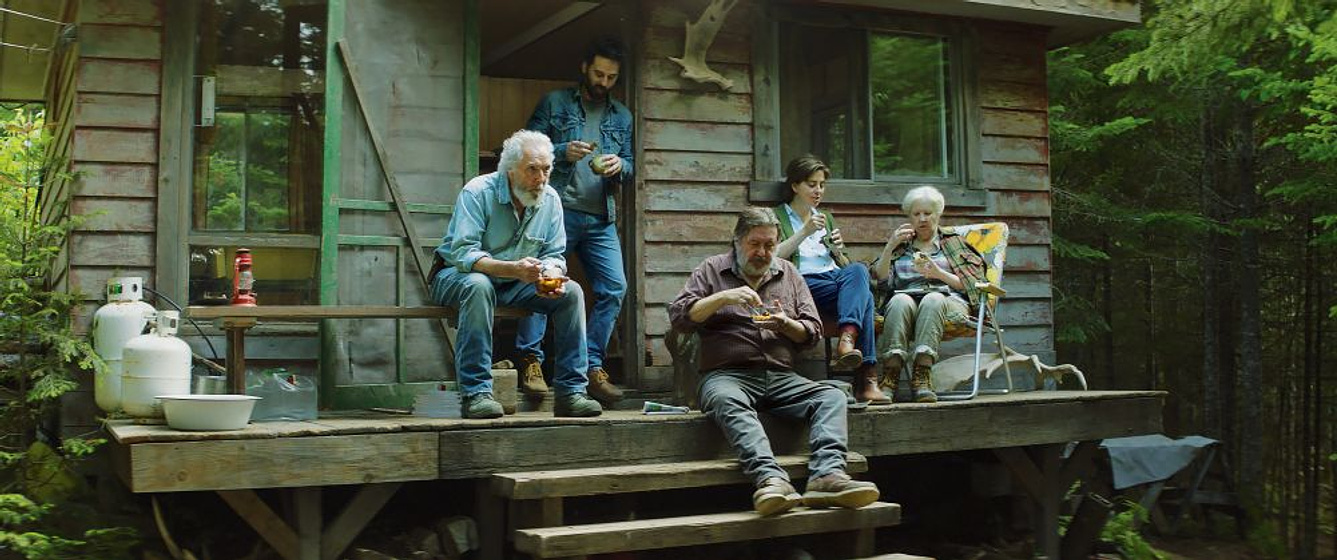 Rémy Girard, Gilbert Sicotte, Andrée Lachapelle y Ève Landry en Y llovieron pájaros