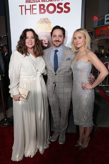 Kristen Bell, Melissa McCarthy y Ben Falcone en Es la Jefa (Premiere en Los Angeles. Marzo 2016)