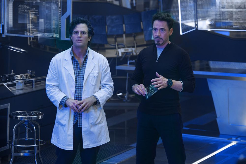 Robert Downey Jr. y Mark Ruffalo en Vengadores: La Era de Ultron